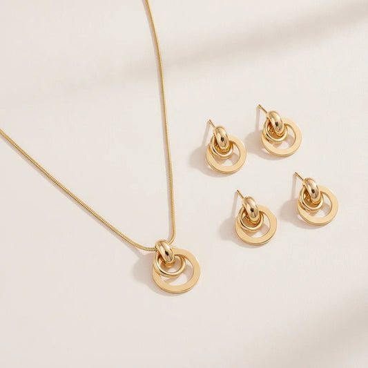 Ensemble Bohème Chic : Collier & Boucles d'Oreilles Géométriques