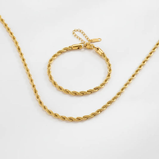 Ensemble Collier & Bracelet Doré Inoxydable