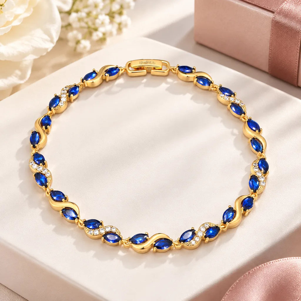 Bracelet argent rose bleu