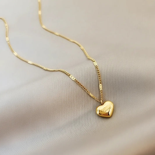 Collier Cœur Doré Gravé "Love"