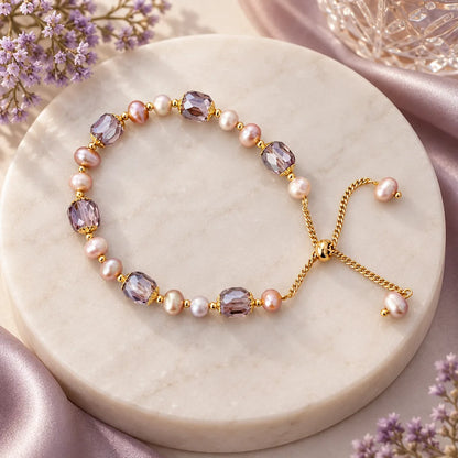 Bracelet perles violettes femme