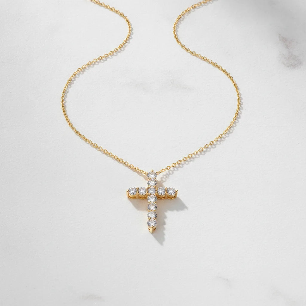 Collier Croix Moissanite Or 14k - Éclat Certifié Lnngy