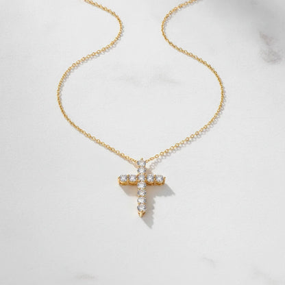 Collier Croix Moissanite Or 14k - Éclat Certifié Lnngy