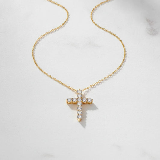 Collier Croix Moissanite Or 14k - Éclat Certifié Lnngy