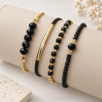 Bracelet pierre verre noir