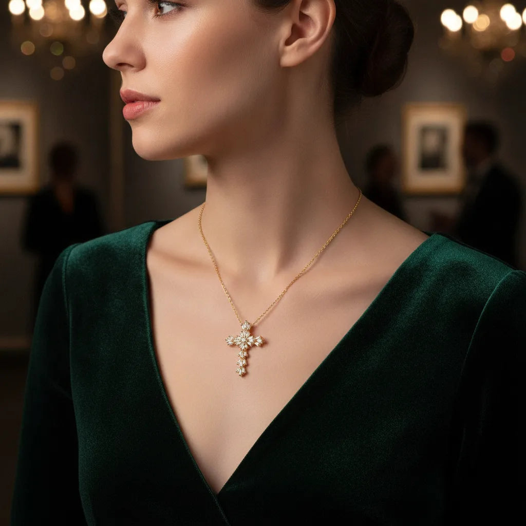 Collier Croix Zircone Luxe Femme