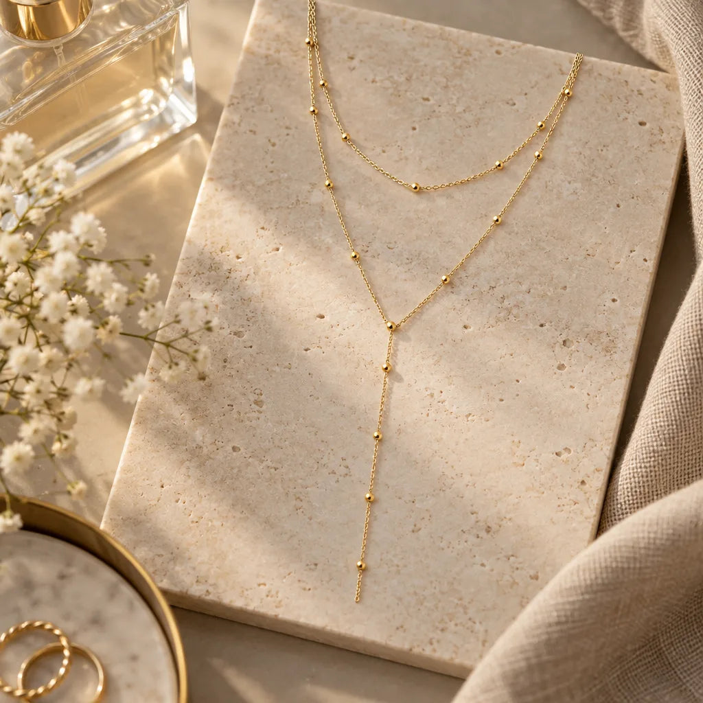 Collier Lariat Plaqué Or