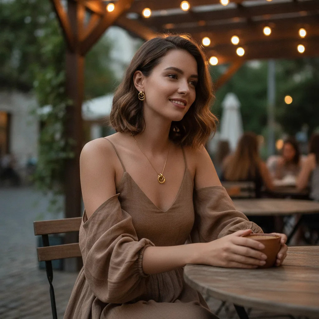 Ensemble Bohème Chic : Collier & Boucles d'Oreilles Géométriques