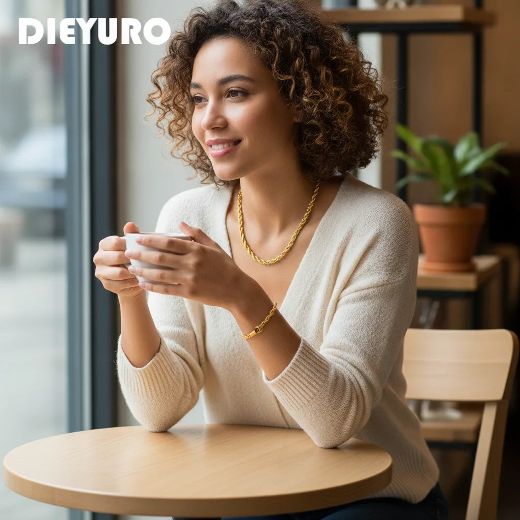 Ensemble Collier & Bracelet Doré Inoxydable