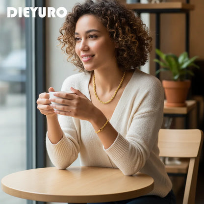 Ensemble Collier & Bracelet Doré Inoxydable