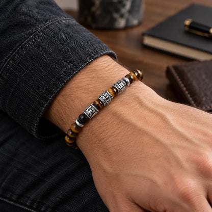 Bracelet perles homme œil