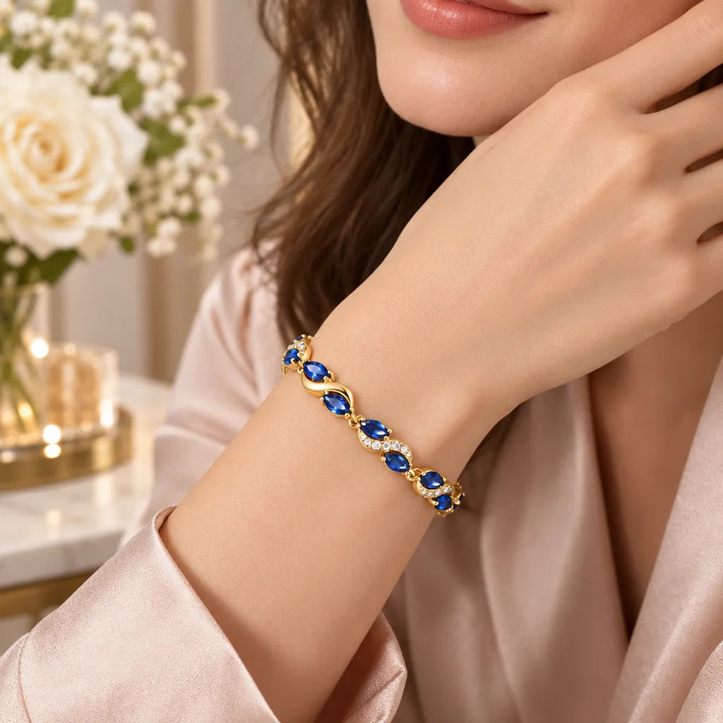 Bracelet argent rose bleu