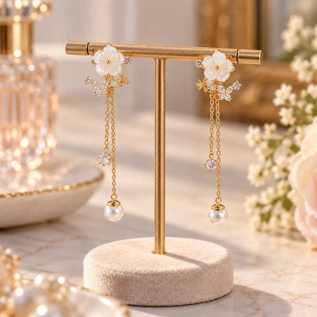 Boucles doreilles pendantes fleur