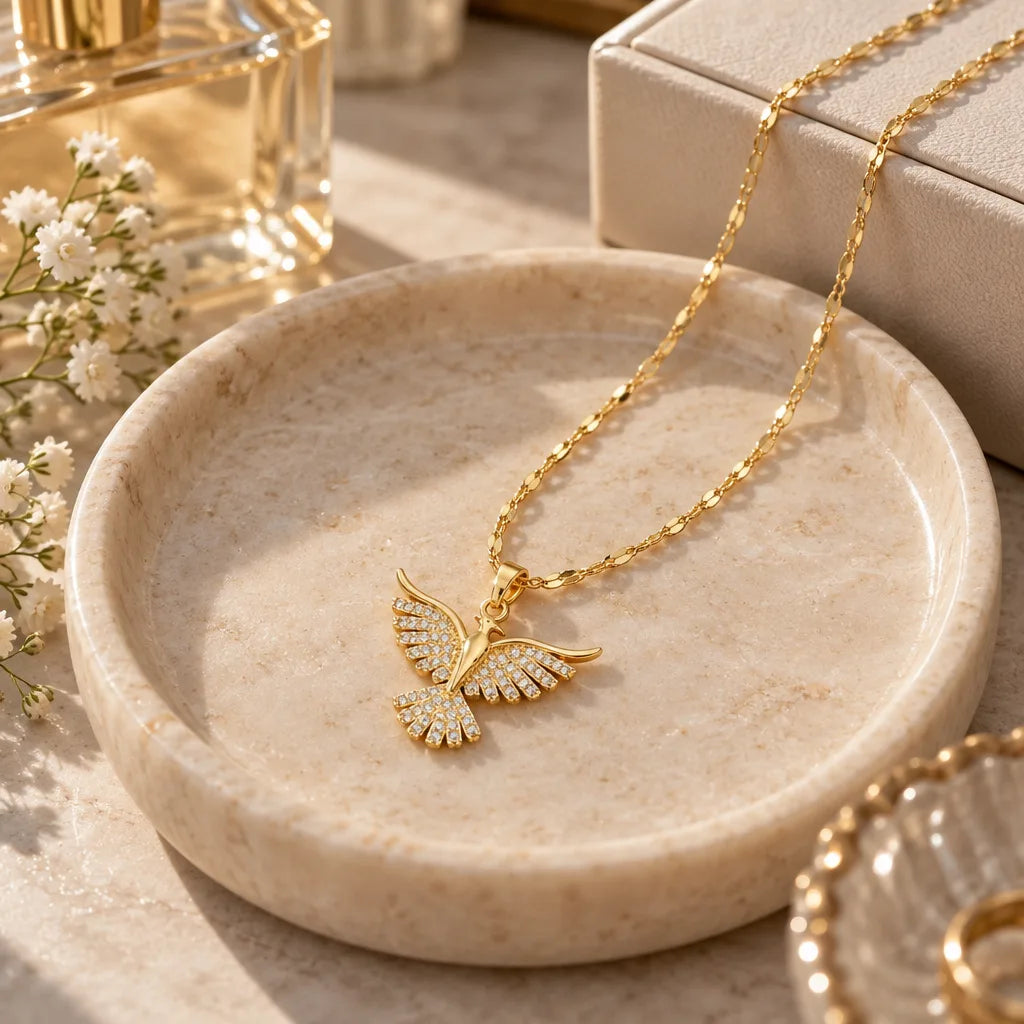 Collier Phoenix Vintage Plaqué Or 18K