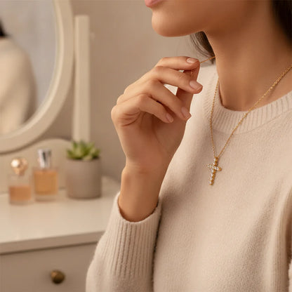 Collier Croix Moissanite Or 14k - Éclat Certifié Lnngy