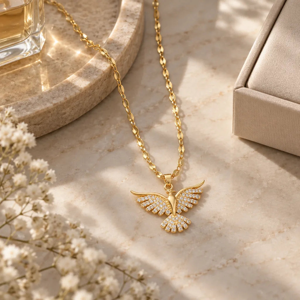 Collier Phoenix Vintage Plaqué Or 18K