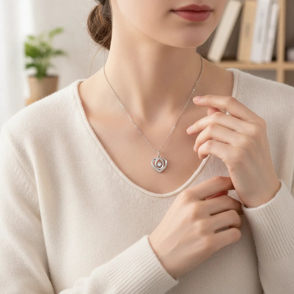 Collier Cœur Argent 925 Zircon - Cadeau Amour