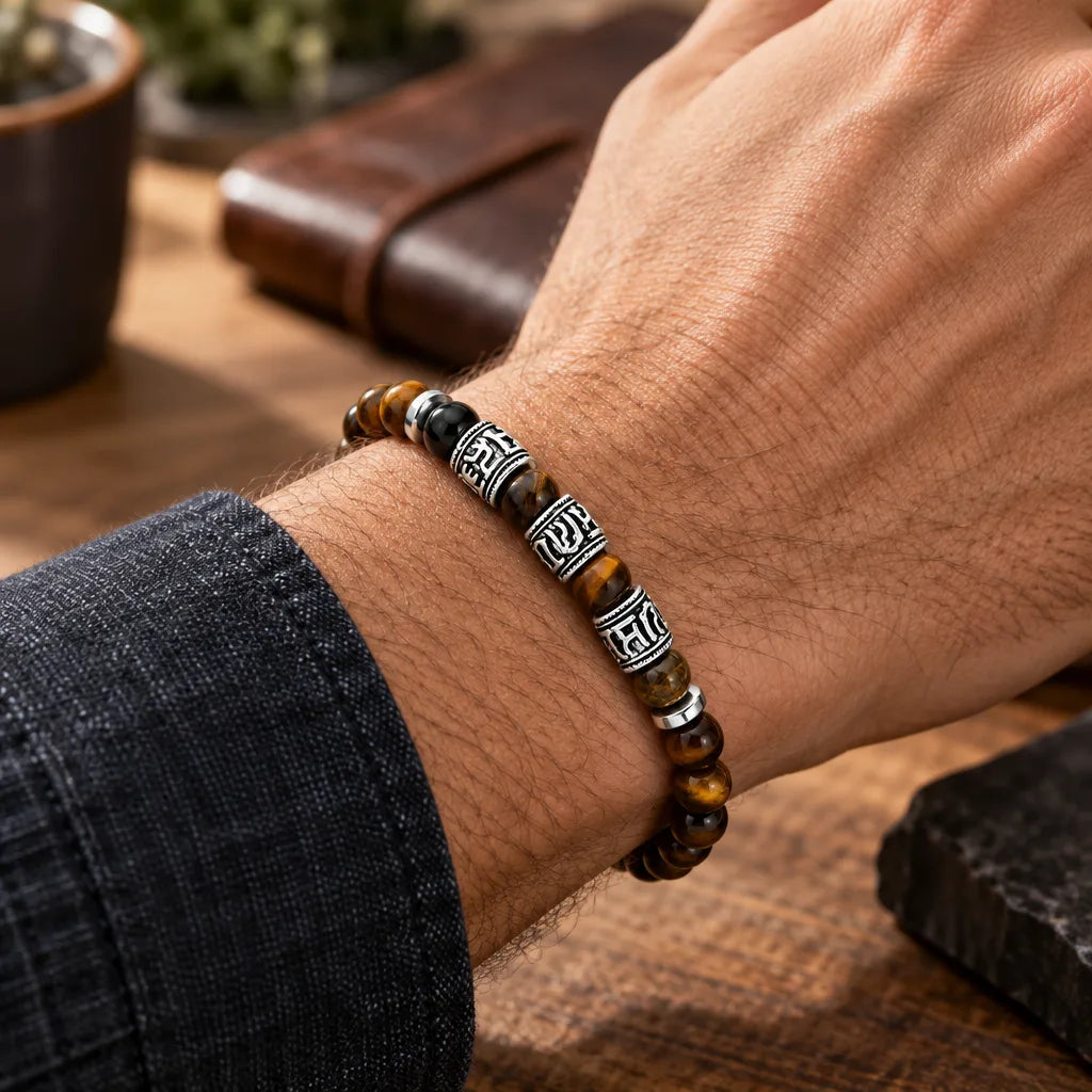 Bracelet perles homme œil