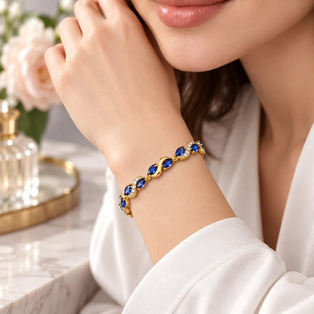 Bracelet argent rose bleu
