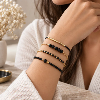 Bracelet pierre verre noir