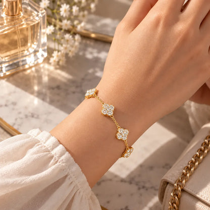 Bracelet fleur quatre feuilles