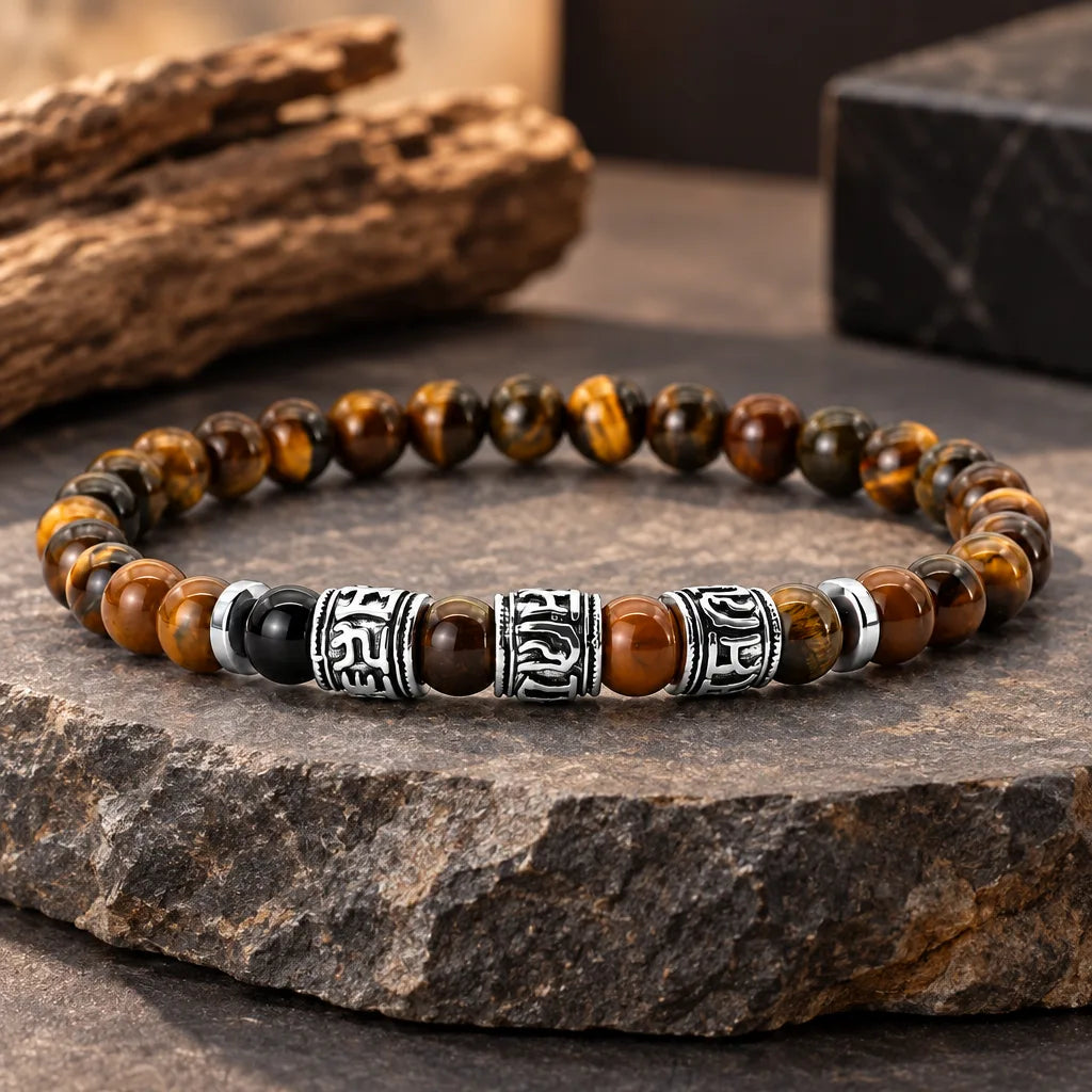 Bracelet perles homme œil