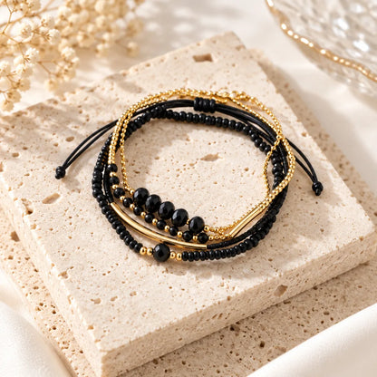 Bracelet pierre verre noir