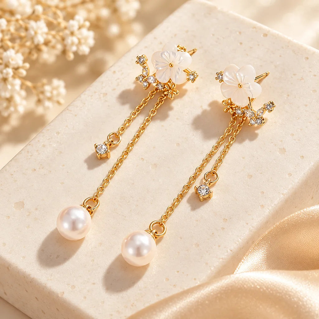 Boucles doreilles pendantes fleur