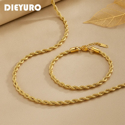 Ensemble Collier & Bracelet Doré Inoxydable