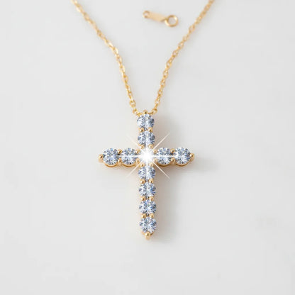 Collier Croix Moissanite Or 14k - Éclat Certifié Lnngy