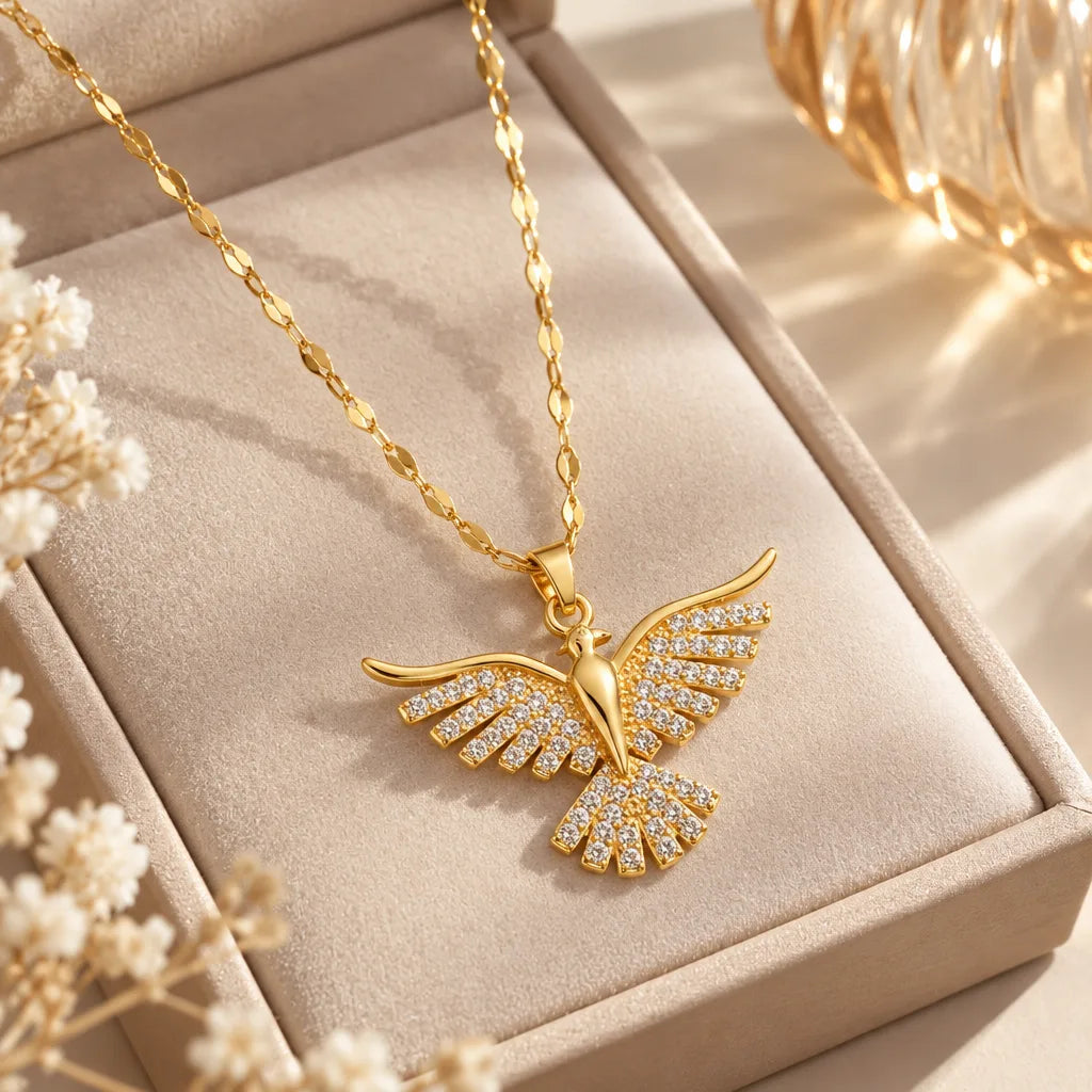 Collier Phoenix Vintage Plaqué Or 18K