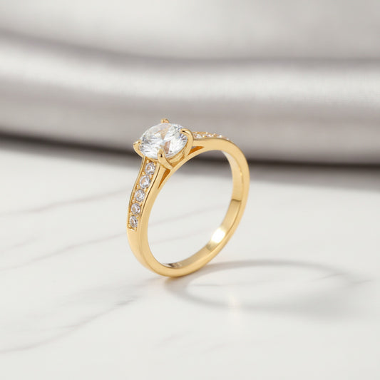 Bague de mariage Lokaer en acier inoxydable avec zircone cubique pour femme - Bijou de fiançailles élégant