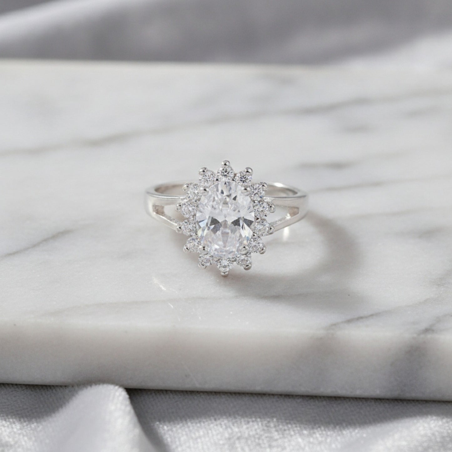 Bague Fleur Cristal Argent 925 pour Femme - Cadeau Mariage & Fête