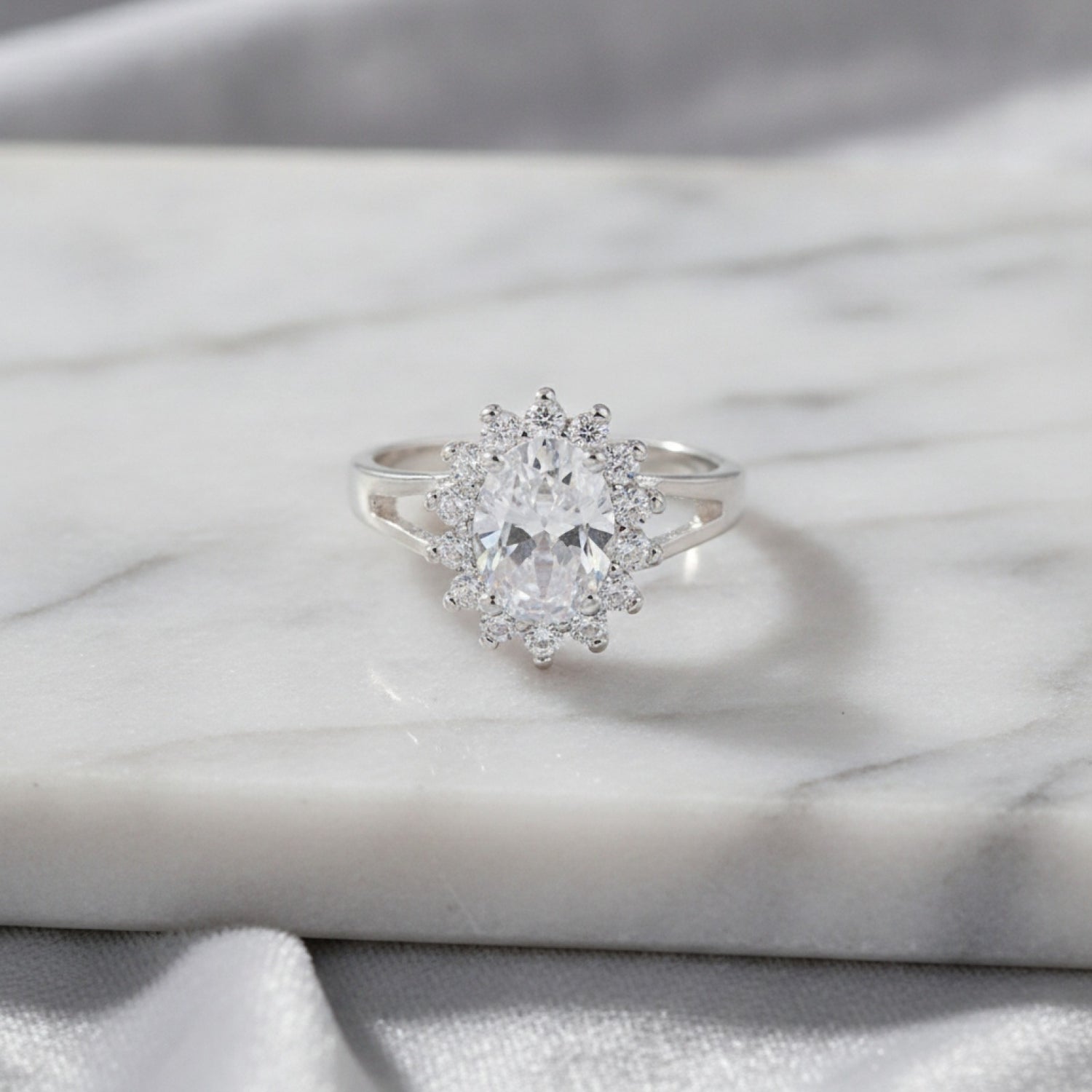 Bague Fleur Cristal Argent 925 pour Femme - Cadeau Mariage & Fête