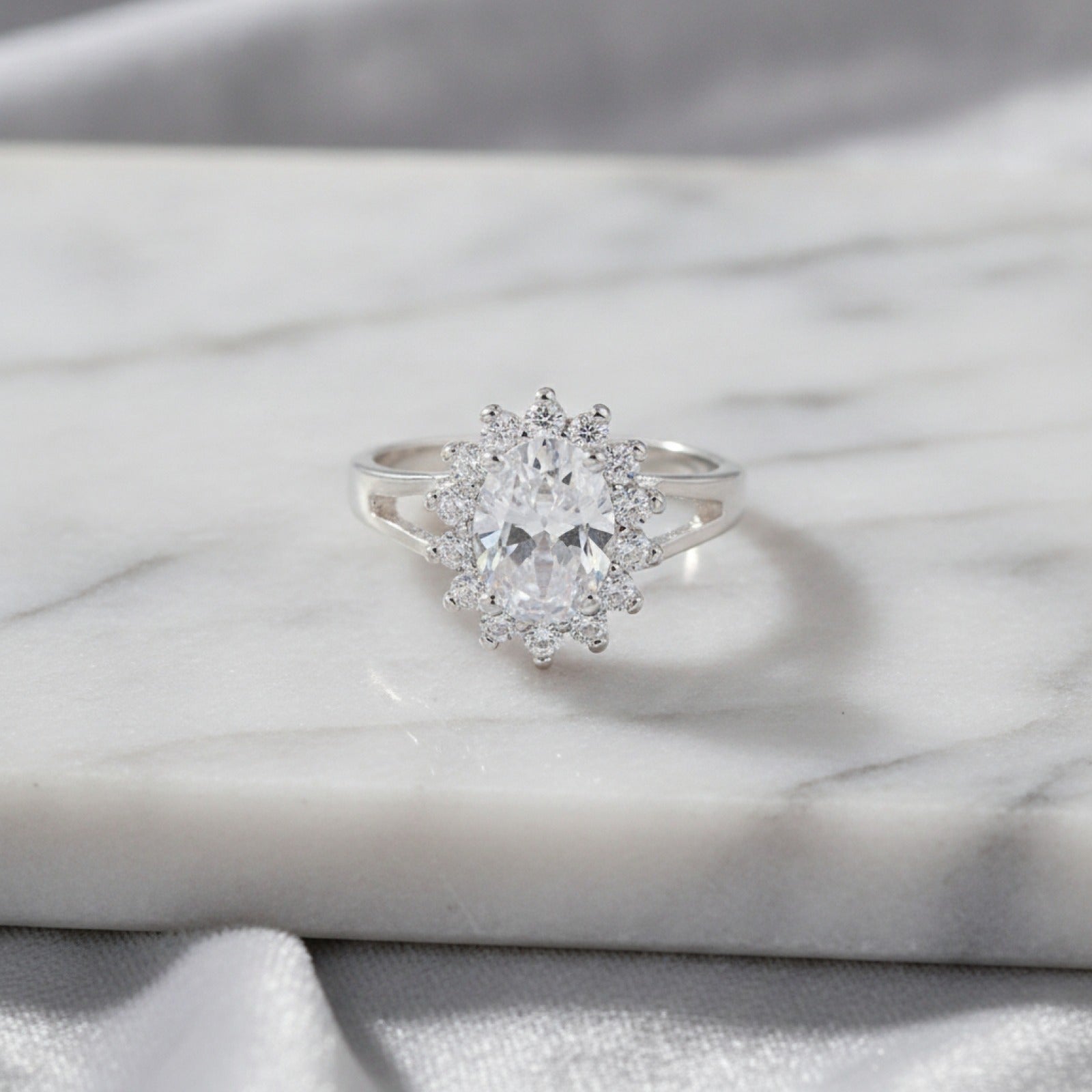 Bague Fleur Cristal Argent 925 pour Femme - Cadeau Mariage & Fête