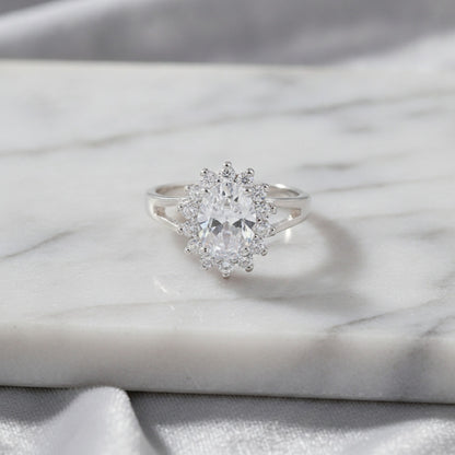 Bague Fleur Cristal Argent 925 pour Femme - Cadeau Mariage & Fête