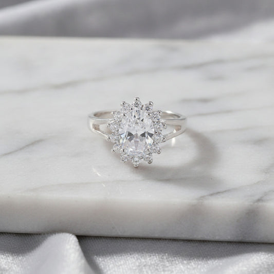 Bague Fleur Cristal Argent 925 pour Femme - Cadeau Mariage & Fête