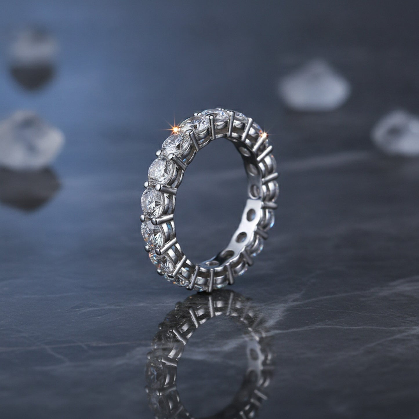 Bague en Moissanite Véritable Argent Sterling S925 pour Femme - Bijou Fin Plaqué Pt950