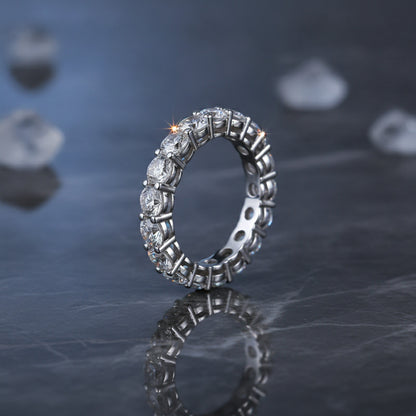 Bague en Moissanite Véritable Argent Sterling S925 pour Femme - Bijou Fin Plaqué Pt950