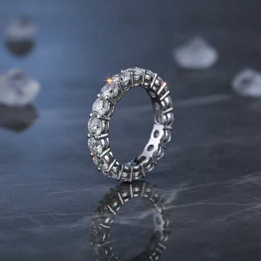 Bague en Moissanite Véritable Argent Sterling S925 pour Femme - Bijou Fin Plaqué Pt950
