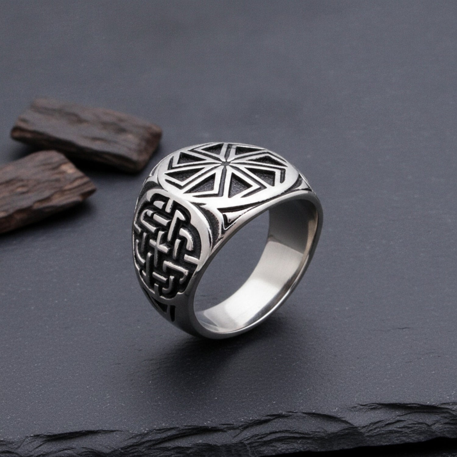 Bague Viking Amulette Roue Slave en Acier Inoxydable 316L - Style Scandinave Runique