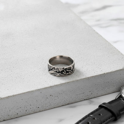 Bague Vintage Réglable pour Homme - Style Rétro, Cuivre Gris, 10mm Large