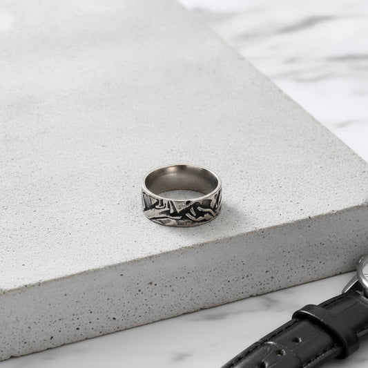 Bague Vintage Réglable pour Homme - Style Rétro, Cuivre Gris, 10mm Large